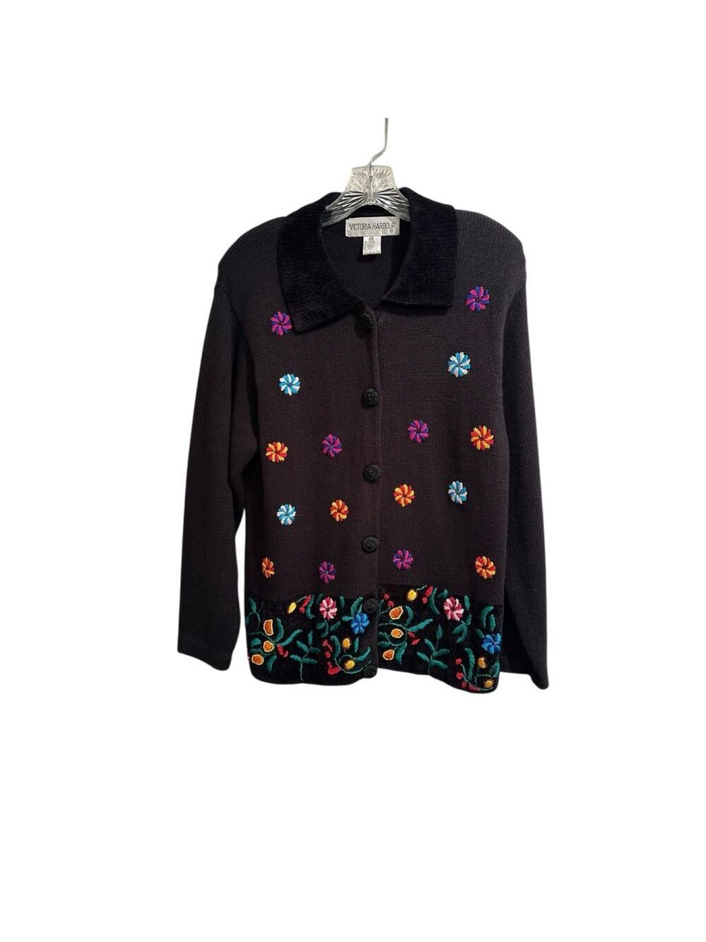 CHRISTMAS SWEATER Holiday Party Cardigan Womens M Victoria Harbor Design LOVELY
